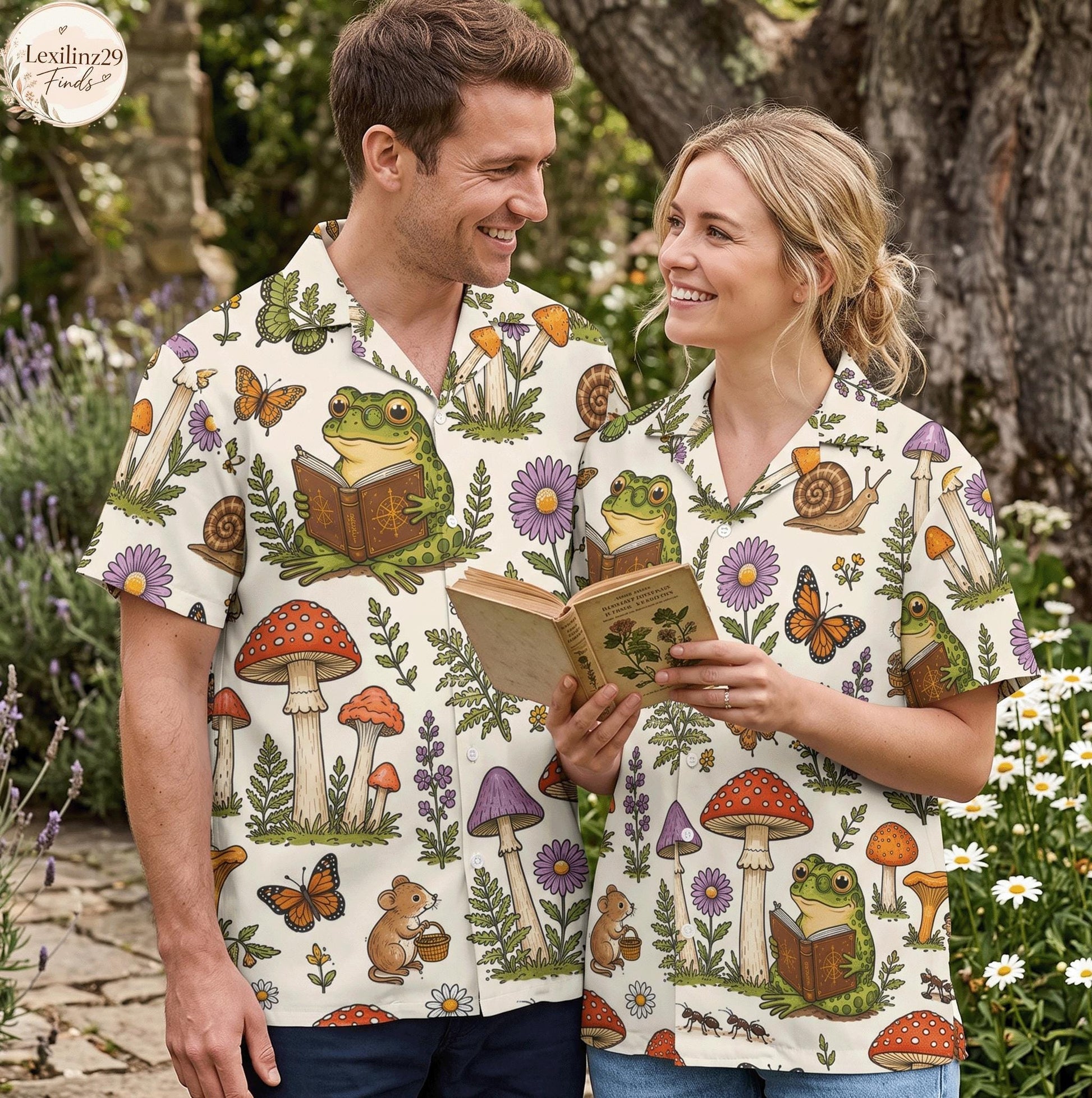 Nature-Inspired Forest Animal Print Shirt - Unisex Matching Set - Image 3