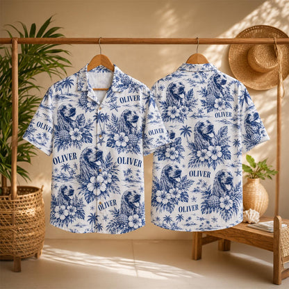 Custom Hawaiian Shirt with Dog Print and Floral Design – Unique Gift Shirt - Image 3