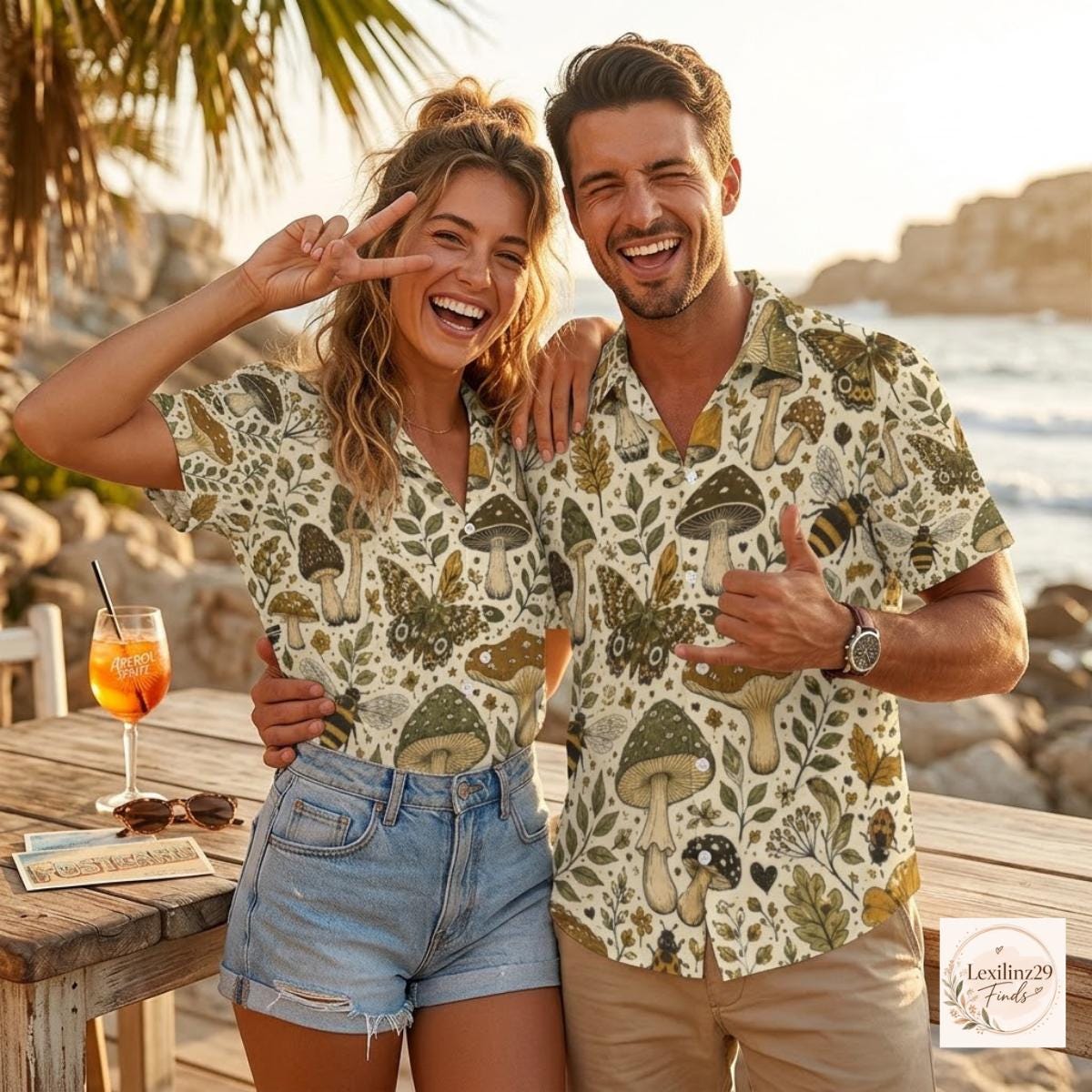Matching Mushroom Print Summer Shirts - Unique Nature-Inspired Design - Image 4