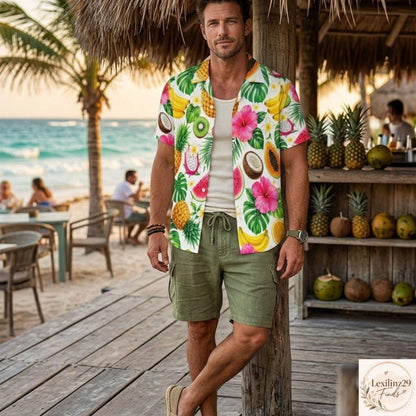 Tropical Fruit Print Hawaiian Shirt - Vibrant Summer Style Menswear - Image 4