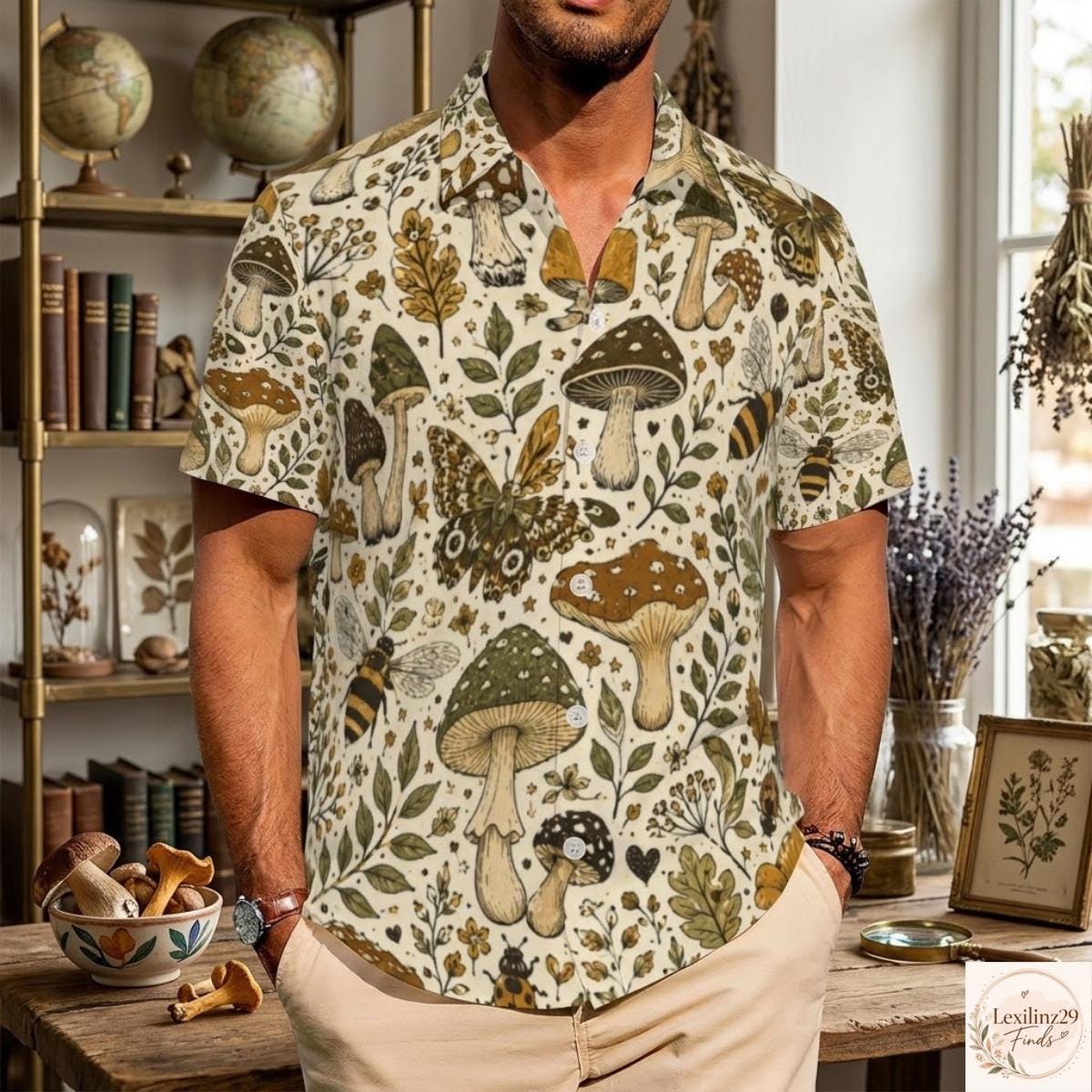 Matching Mushroom Print Summer Shirts - Unique Nature-Inspired Design - Image 6