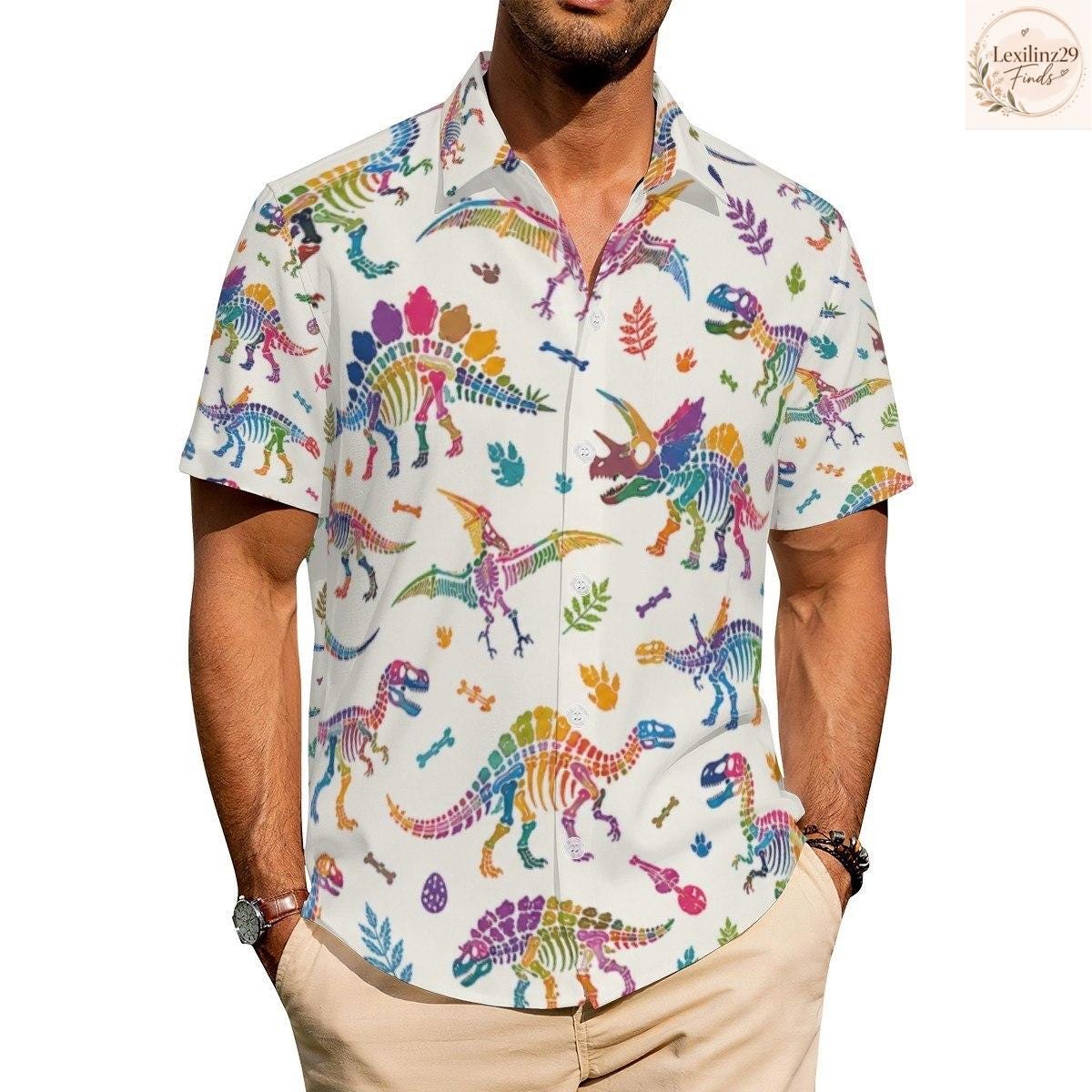 Matching Dinosaur Print Shirts - Vibrant Beachwear for Couples - Image 6