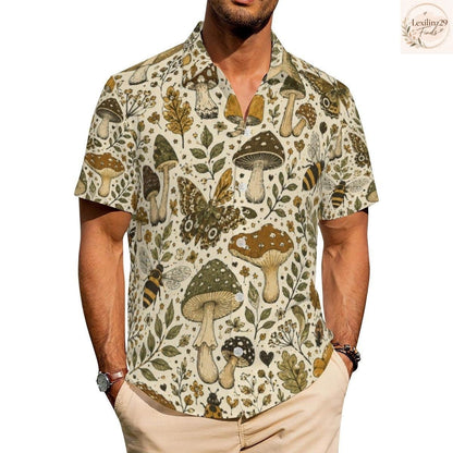 Matching Mushroom Print Summer Shirts - Unique Nature-Inspired Design - Image 7